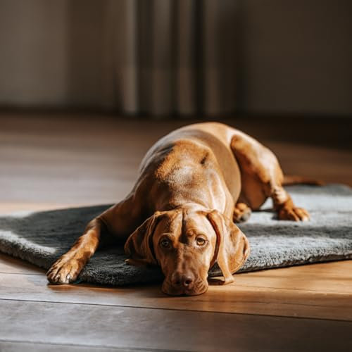 Manuly Hundedecke für unterwegs, Set aus Hundematte selbstaufblasend, flauschigem wasserabweisenden Bezug und Tragetasche, waschmaschinentauglich, Bezug kann gewechselt Werden, 100x70x3,5cm, 1080g