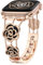 Wearlizer Bling Metal Strap Compatible with Apple Watch Strap 40/38/41/42mm Women, Dressy Diamond Elegant Camellia Luxury Band for iWatch SE Series 10/9/8/7/6/5/4/3/2/1/Ultra Rose Gold/Black
