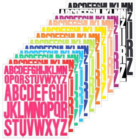 12 PCS Vinyl Letter Stickers Large, Colorful Stick On Letters A-Z, Alphabet Stickers 1 Inch & 2Inch for DIY, Scrapbook Accessories, Mailbox, Water Bottles Cup, Window and Cars
