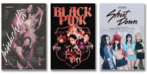 Lenaeo A Set Of 3 Blackpink Poster Music Vintage Poster Für Zimmer, Ästhetische Leinwand-Wandkunst, Schlafzimmer-Dekor Poster 08x12inch(20x30cm)-3pcs