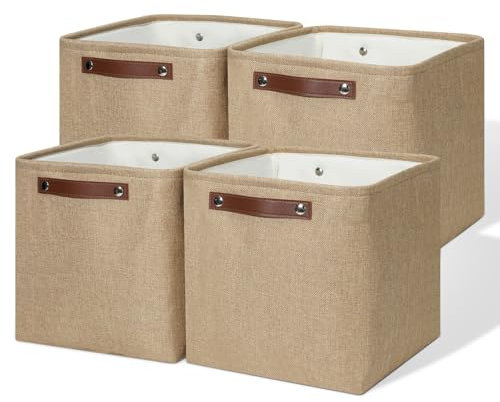 HDRNT Aufbewahrungsbox,Faltbare Aufbewahrungswürfel 4 Stück(30x30x30CM),Organizer aus Stoff mit Griffen,Körbe Aufbewahrung