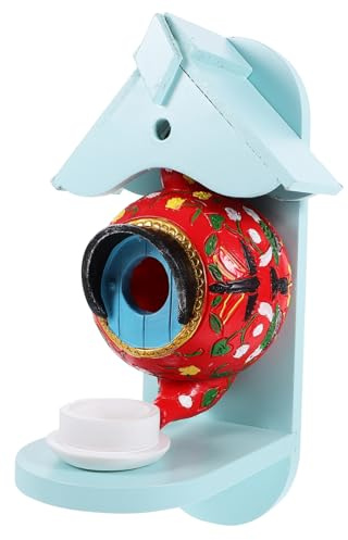 TOYANDONA Vogelhaus im Teekannen Design Hängender Nistkasten für Garten Rot für Hinterhöfe Futterstation für Vögel Schützender Nistplatz für Verschiedene Vogelarten