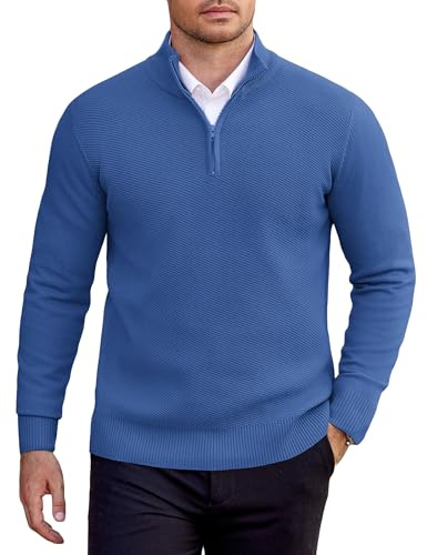 COOFANDY Pull Camionneur Homme Hiver Col Roulé Pulls Manches Longues Tricoté Chaud zippé Sweater Hommes avec Col Montant Slim Fit