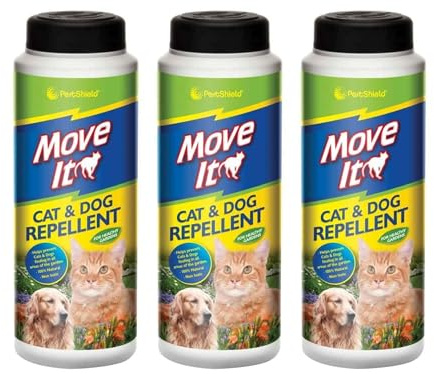 PRICE BEATER Cat & Dog Move-it Powder Repellent, Indoor & Outdoor Pet Deterrent for Clean Gardens, Lawns & Driveways, Pleasant Smell, Safe Pest Control, Prevents Fouling & Marking (Pack of 3)