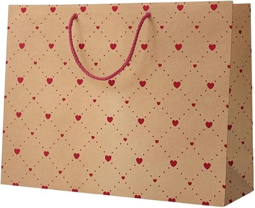 Inoverse Große Geschenktüten 37x25+11 cm 5 Stück, Geschenktaschen mit Herz | Premium mit Henkel, wiederverwendbar, Geschenktaschen groß, für Valentinstag, Hochzeit, für Geburtstag, Weihnachten, Anlässe