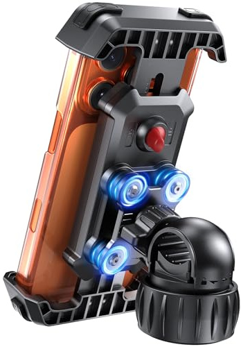 LOXP Anti-Shake Motorcycle Phone Mount - 2026 Dual Vibration Dampener, Universal Bike Phone Holder for iPhone 17/16/15/14/13 Series & Android 4.7-7”, Handlebar Mount for Bicycle/Motorbike/Scooter