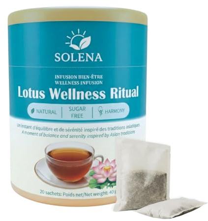 SOLENA | Rituel Bien‑être Naturel | Naturelle et sans sucre | Infusion en Sachet ou Granulé (Lotus, 20 sachets)