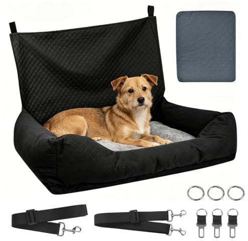 KAGEYMB Hunde Autositz für Große Hunde Hundesitz Auto Rückbank 90x56x48cm mit Sicherheitsgurten Waschbarer Unterlage Hundeautositz Hundekorb Auto Hundebett Dog car seat für SUV Limousine Van