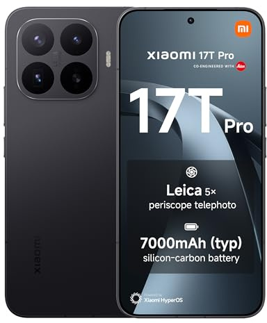 XIAOMI 17T Pro Smartphone 12+256GB Black 6.83 144Hz Display | 7000mAh (typ) Silicon-carbon Battery, Leica 5x Telephoto, 100W Wired & 50W Wireless HyperCharge, 1 Year Extra Warranty