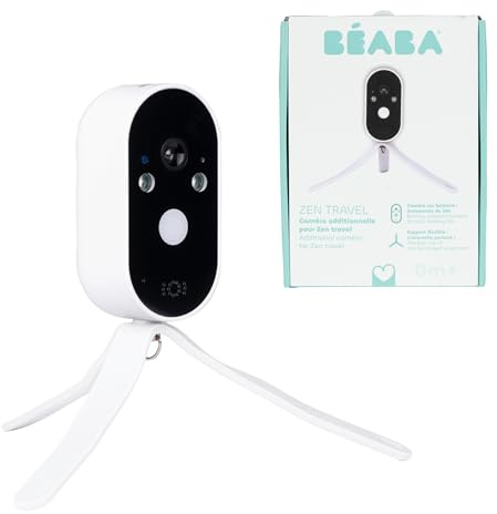 Béaba, Zusatzkamera Babyphone Zen Travel – Baby-Video-Kamera mit 36h Akku, ohne WLAN, Nachtlicht, Flexibler Halter, kompatibel mit Zen Travel/Zen Premium/Zen Night Light/Zen Smart AI