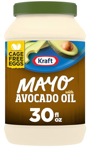 KRAFT Mayonnaise à l'huile d'avocat, pot de 850,5 g | Mayonnaise à l'avocat à faible teneur en gras avec couvercle refermable | Mayonnaise saine et mayonnaise alternative | Ingrédient essentiel pour