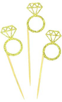 ULTNICE 20 Stück Tortenaufsatz, Diamant-Ring, Cupcake-Topper, Geburtstagstortendekoration für Hochzeiten, Brautpartys, goldfarben