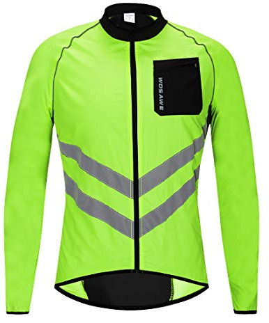 WOSAWE Veste Haute visibilité Hommes Coupe-Vent Ultraléger Respirant Gilet Réfléchissant avec Poches pour Course à Pied ou Vélo