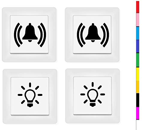 generisch 2X Licht Schalter und 2X Glocken Schalter Aufkleber Schalteraufkleber (131/5/2) (weiß Glanz)