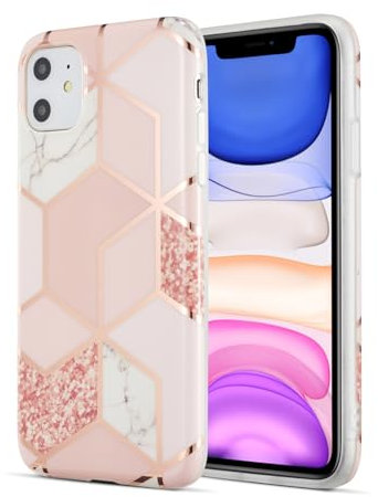 DEFBSC iPhone 11 Marble Case, Colourful Marble Case Ultra Slim Soft TPU Bumper Shockproof Colourful Marble Back Cover Case for 6.1 inch iPhone 11, Pink