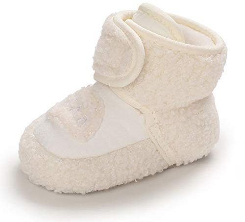 MASOCIO Stivaletti Neonata Stivali Invernali Neonato Inverno Scarpe Scarpine Primi Passi Pantofole Babbucce Bambina Bimba Bianco 6-12 Mesi Taglia 19