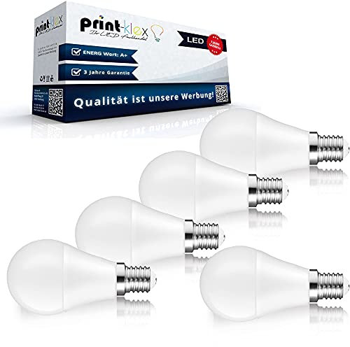 Print-Klex GmbH & Co.KG 5x LED Leuchtmittel in Birnenform A60 E14 8W 3000K Warmweiß Birne Glühlampe Glühbirne