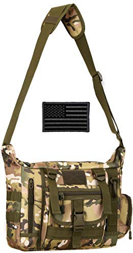 Protector Plus Taktische Messenger-Tasche für Herren, Militär-Stil, MOLLE-Schultertasche, Aktentasche, Sturmausrüstung, Handtaschen, Laptop-Tasche (Patch im Lieferumfang enthalten), CP