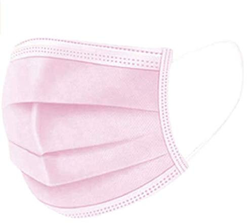 COFI 1453 50x -500x Pièce Masque de Protection de la Bouche Jetable Masque Facial 3 Pli Textile Rose - Rose, 50x Stück