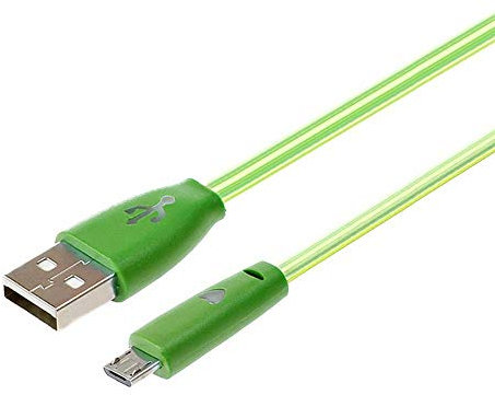 Cable Smiley Micro USB pour WIKO Y81 LED Lumiere Android Chargeur USB Smartphone Connecteur (Vert)