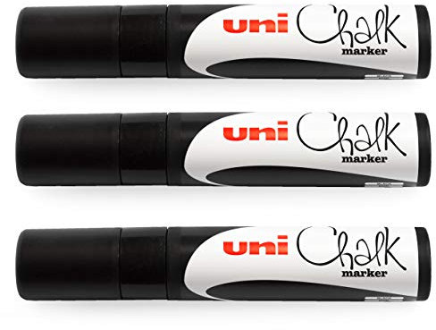 uni-ball PWE-17K Chalk Marker - Chisel Nib - 15mm - Black - Pack of 3