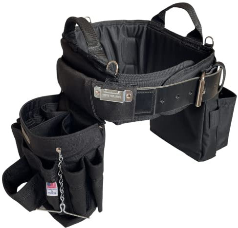Boulder Elektriker-Werkzeuggürtel mit Komfort-Rückenstütze, Werkzeuggürtel, Ledergürtelschnalle, robust, schwarz, 71,1 - 81,3 cm, Nylon