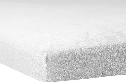 TRAUMSCHLAF weiches, elastisches Flausch Biber Boxspring Topper Spannbettlaken mit Rundumgummi, Größen 180x200 cm - 200x200 cm, Weiss