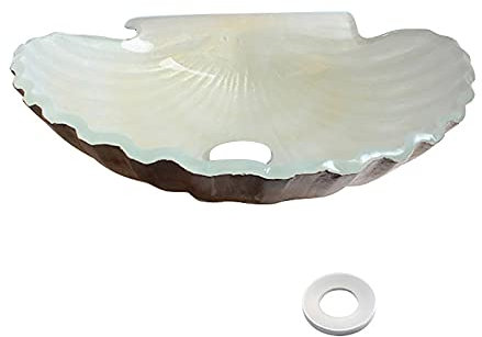 APENCHREN 450mm Waschbecken Moderne Schale Form Gehärtete Glasschale, Montiert Arbeitsplatte Badezimmer Garderobe,shellsink