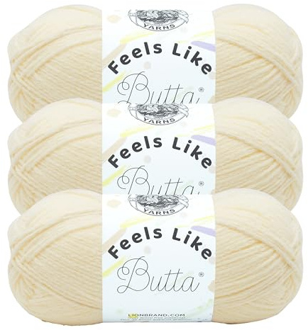 Lion Brand Yarn Feels Like Butta Soft Yarn for Crocheting and Knitting, Velvety, 3-Pack, Lemon, 215-158A