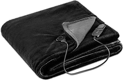 Navaris XXL Elektrische Wärme Heizdecke - 180 x 130 cm 9 Wärmestufen Abschaltautomatik waschbar - extra kuschelige Bett Wärmedecke Schwarz