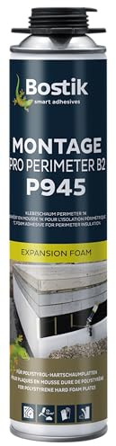 BOSTIK P945 Montering per perimeter B2 – Pistolskum, perimeter 1K, polyuretansjälvhäftande skum för polystyren och hårda skumplattor, snabb bearbetning, lösningsmedelsfri, 750 ml