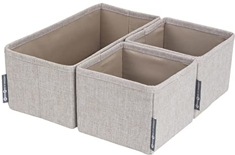 BIGSO 3er-Set Aufbewahrungsboxen – Schubladen Organizer mit Zwei kleinen Boxen und Einer großen Box – ideal zur Kleideraufbewahrung in der Kommode – grau