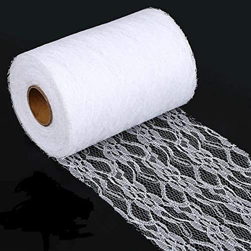 Yulakes Weinlese Spitze Spitzenbordüre Spitzenborte Stuhl Schärpe Band Tischläufer Tischband Hochzeit Festival Tischdekoration Spitze Rolle 15cm-30cm Breite (15cmx22m, white)