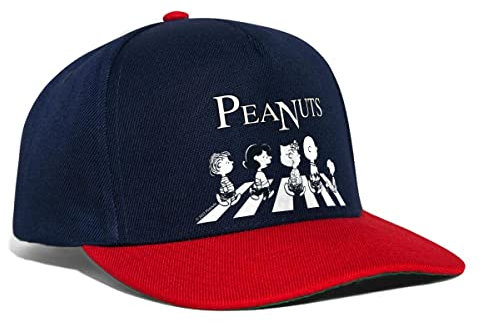 Spreadshirt Peanuts Friends Abbey Road Snapback Cap, One Size, Navy/Rot