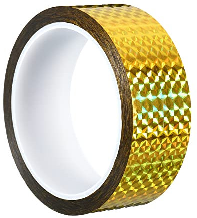 PATIKIL Glitzer Klebeband 35mm x 50m Washi Tape Holografische Selbstklebende Metallic Klebeband Reflektierender Prismenband für DIY Geschenkverpackung Party Dekoration Gold