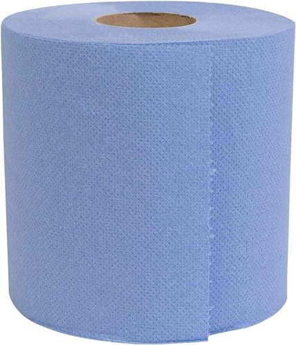 Blue Centrefeed Rolls 2 Ply Embossed Recycled Paper Towels Hand Towels Tissue Kitchen Wipe Away Wall Mounted Lockable Rolls for Commercial Factories Home Office Garage Bathroom Bulk Buy (6 Rolls)