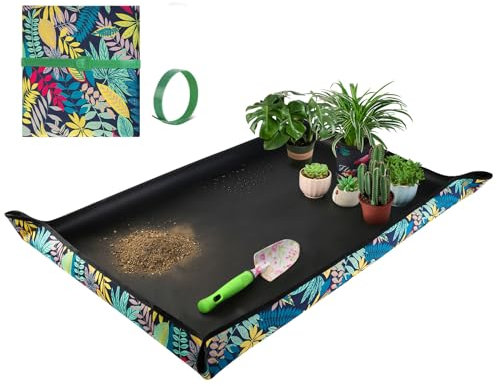 Extra Large Repotting Mat for Indoor Plant Transplanting and Mess Control 43.5x 29.5 Thick Waterproof Potting Mat Succulent Gardening Mat Portable Foldable Potting Tray Unique Gifts for Plant Lovers