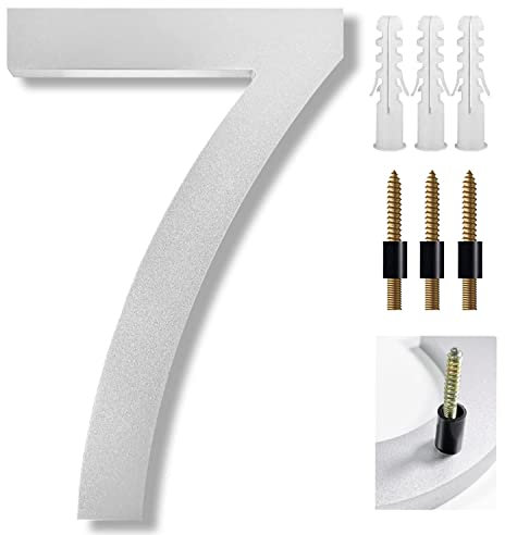 8 Inch Large House Numbers Floating Sliver House Numbers Plaques Modern Door Numbers Plates Signs with Nail Kit for Outside Wall Address Garden Mailbox Dec, Strong Sliver Acrylic Material (7)