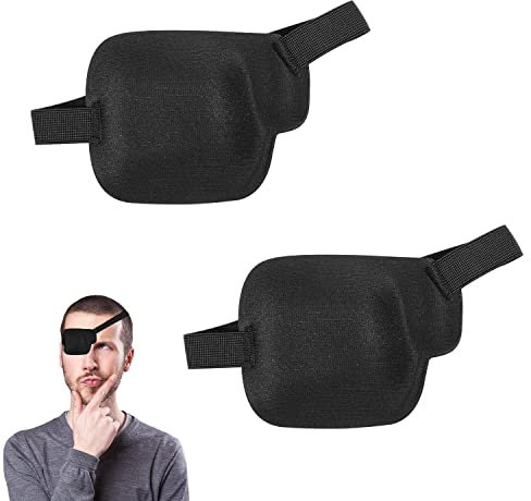2 Stück Augenklappe Kinder Brille, Verstellbare Augenklappe Kinder für Das Rechte Auge Bequeme Medizinische Augenklappe Schwarz