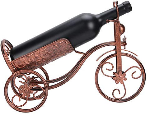 lyrlody Tisch-Weinflaschenhalter, Dekorativer Flaschenständer in Fahrradform, Metall-Weinflaschenhalter für Küche, Esszimmer und Bar (Bronze)