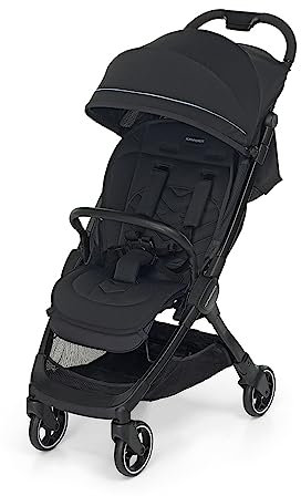 Foppapedretti Leichter Kinderwagen Ciao, für Kinder von 0 – 22 kg (0 – 4 Jahre), 1 Hand Verriegelung, Self-Standing, verstellbare Rückenlehne, gedämpfte Räder, Gepäckträger, Aluminiumrahmen, Schwarz