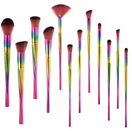 MRXFN Pinceau de Maquillage Pinceaux de Maquillage Arc-en-Ciel 12 pièces Kit de pinceaux complets for Le Visage, Les Yeux, la Poudre, Les pinceaux de Maquillage (Color : A, Size