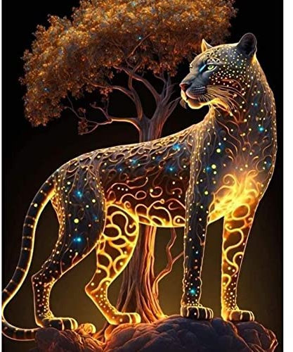 NAIMOER Leopard Diamond Painting, 5D Diamant Painting Leopard Erwachsene, DIY Tiere Diamond Painting Bilder Diamant Malerei Set 30x40cm für Wanddekoration
