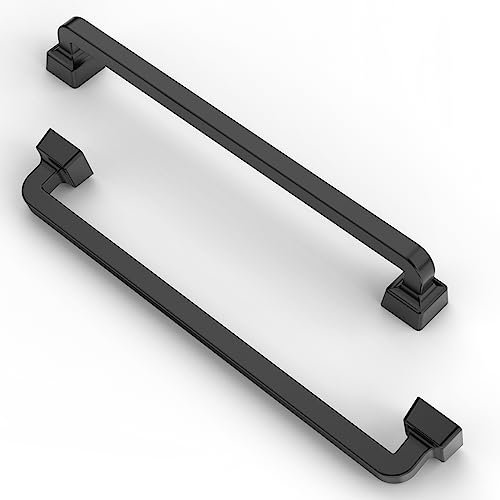 FURNIWARE Cabinet Handles,10 Pack Matt Black Hardware Drawer Pulls,Zinc Alloy Kitchen Cabinet Door Handles Pull,192mm(7.6 Inch) Hole Center