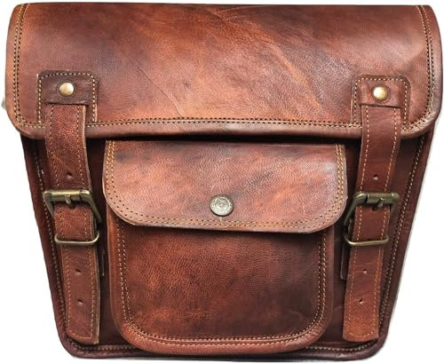 amerikanisch Blaue Seitentasche aus Leder | Motorradtasche Satteltaschen | Lenker Sissy Bar | Packtaschen Reisewerkzeugtasche für Fahrrad und Fahrrad 11 x 3 x 9 Zoll