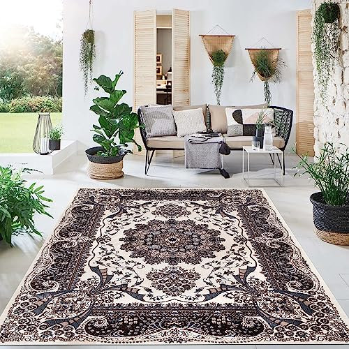renoazul® Extra Large Rugs Living Room Carpet 240 x 320 cm - Jute Back Cream Rugs For Living Room - Rada Vintage Carpets For Bedrooms