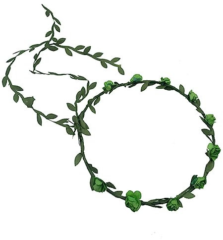 Damen Blumenkranz Blume Krone Stirnband Haarschmuck Blumenstirnband Boho Blumen Haarband Braut Blume Haarreif Stirnband mit Blättern,für Hochzeit Party Festival Geburtstag,Grün