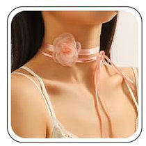 TseenYi Collana Girocollo Fiore Pizzo Rosa Camelia Collana Boho Rosa Fiore Pizzo Collare Collana Vintage Fiore Pizzo Velluto Collana Gioielli Per Le Donne Ragazze Adolescenti Regali