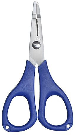 Forbici da pesca con filo intrecciato, 2 pezzi 11 cm in acciaio inossidabile con bordo seghettato Forbici da pesca con filo intrecciato, Forbici antiscivolo con bordo seghettato (Blu)