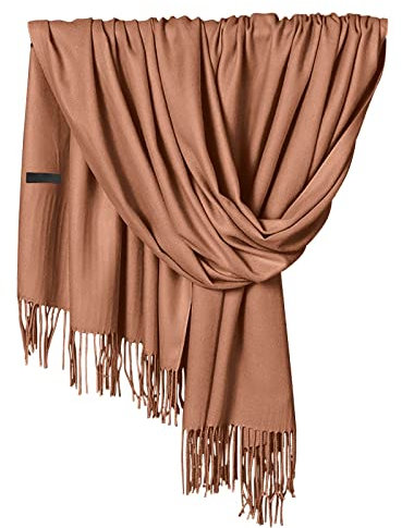 IQYU Elegante Schals Damen Pashmina-Schal für Damen, weich, einfarbig, modisch, warmer Hals mit Fransen Schal Dunkelgrün Damen (A, A)
